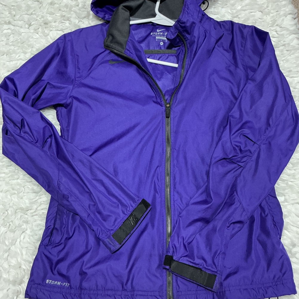 Nike Storm-FIT Hooded Windbreaker Jacket Purple Full Zip Athletic Size M Women